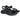 Pareja de sandalias planas Skechers MD15316 en negro para mujer, detalle de correas y logo S - © Calzados Modesto®