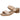 Sandalia mule taupe ante tacón bloque hebilla dorada mujer © Calzados Modesto®
