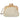 Bolso de mano de ganchillo beige con marco de madera y cierre de bolas - © Calzados Modesto®