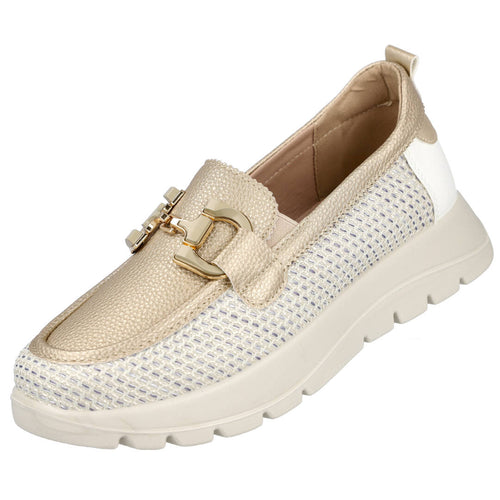 Mysoft 25M269 Mocasín Platino para Mujer