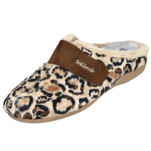 DeValverde 6084 Zapatillas de Casa Animal Print Marrones para Mujer