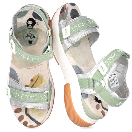 Anekke MD40371-771 Sandalias planas verde mujer