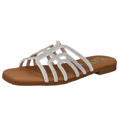 Oh! My Sandals LR5326 Sandalias Planas Plateadas para Mujer