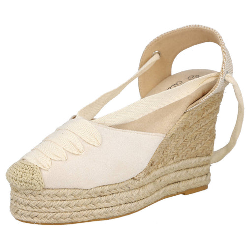L&R Shoes MD777D Cuña Beige para Mujer