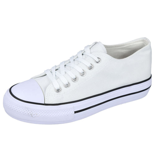 L&R SHOES F220 Zapatillas de Lona Blancas para Mujer