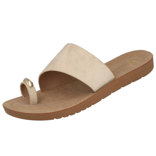 Pink Desert AB118 Sandalia plana beige para Mujer