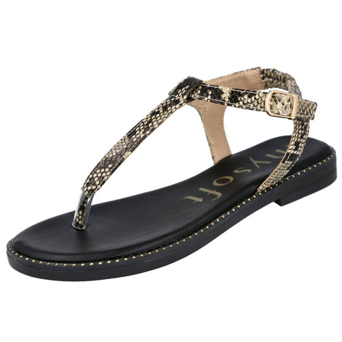 Mysoft 26M035 Sandalias planas Negro para Mujer
