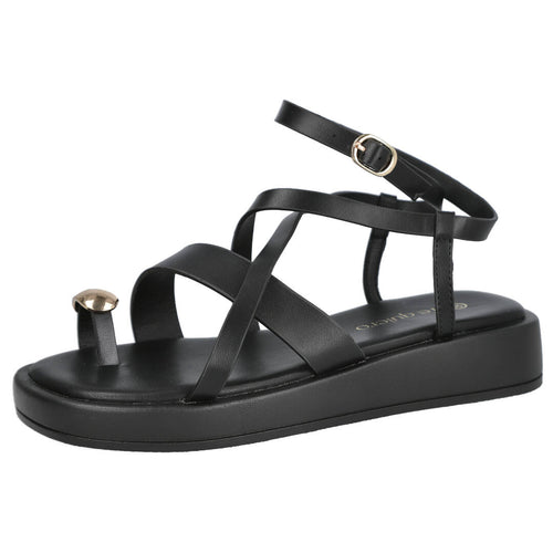 Pink Desert 6382 Negro Sandalias planas para Mujer