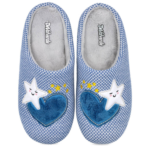 DeValverde MD6078 Zapatillas de Casa Azules para Mujer