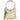 Bolso de mano dorado con asa de aro metálico circular, ideal para eventos especiales. - © Calzados Modesto®