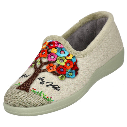 DeValverde MD1192 Zapatillas de Casa Beige para Mujer