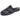 Zapatilla abierta Prestigio azul de hombre en vista lateral diagonal con elegante estampado de cuadros - © Calzados Modesto®