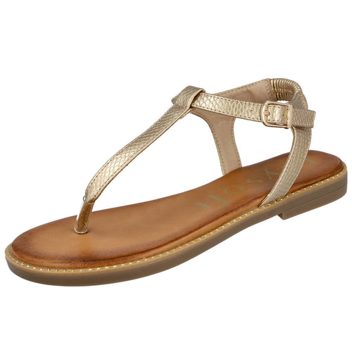 Mysoft 26M035 Sandalia plana platino Mujer