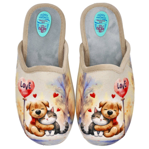 Bubble Bobble MD5006 Zapatillas de Casa Beige para Mujer