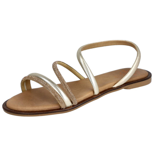L&r shoes MD3010 Sandalia plana platino para Mujer