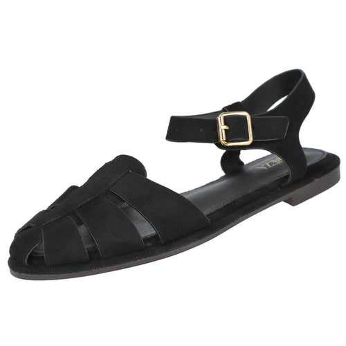 Pink Desert P119 Sandalias planas Negra Mujer