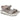 Par de sandalias Skechers planas taupe para mujer, vista frontal y lateral con cierre textil - © Calzados Modesto®