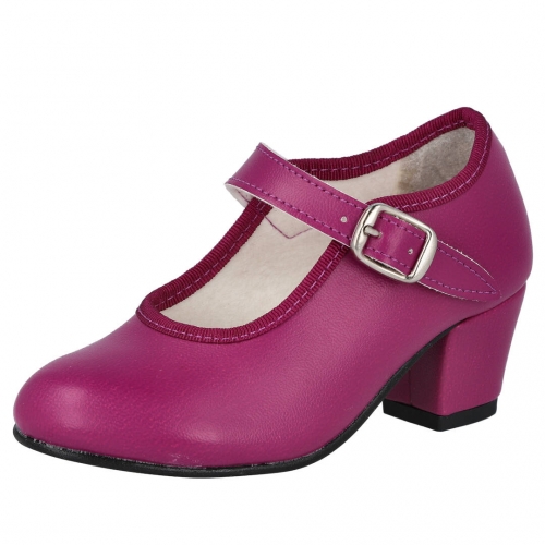 ZAPATO TACON NIÑA TIPO FLAMENCA Color ROSA Talla 21